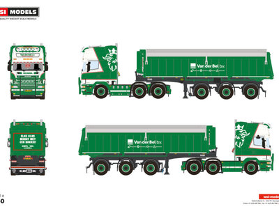 WSI WSI Scania 4 serie topline 6x2 with 3-axle tipper  trailer VAN DER BEL