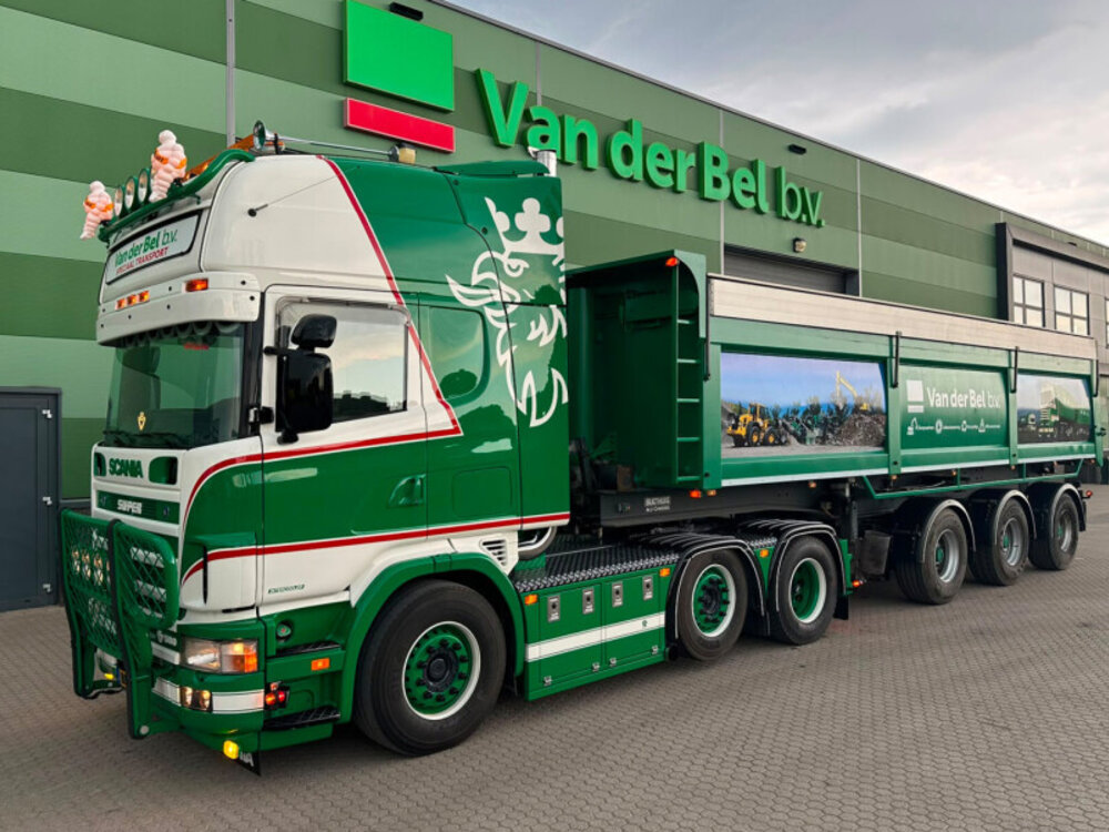 WSI WSI Scania 4 serie topline 6x2 with 3-axle tipper  trailer VAN DER BEL