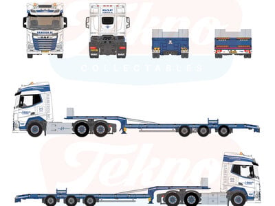 Tekno Tekno DAF XF 6x2 sleepas trekker met 3-assige semi dieplader VAN HAMEREN