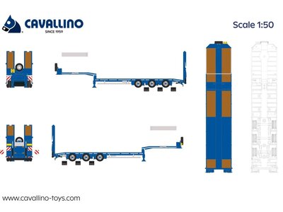 Cavallino Cavallino 3-axle semi lowloader with ramps (Blue) BASIC LINE