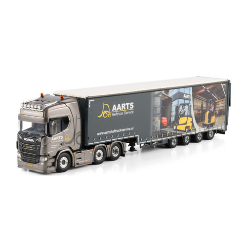 WSI WSI Scania R Highline 6x2 met 4-as schuifzeilen oplegger + oprijplaten AARTS HEFTRUCK SERVICE