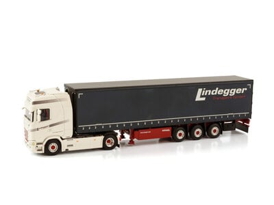 WSI WSI Scania S Highline 4x2 met 3-as schuifzeilen oplegger LINDEGGER
