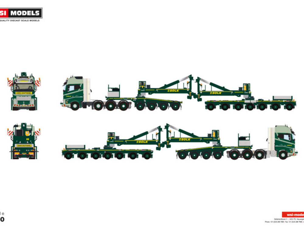WSI WSI Volvo FH5 Globetrotter XL 8x4 with 7-axle wind mill trailer + 4-axle dolly BOLK