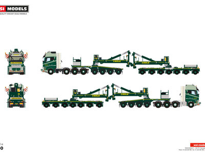WSI WSI Volvo FH5 Globetrotter XL 8x4 with 7-axle wind mill trailer + 4-axle dolly BOLK