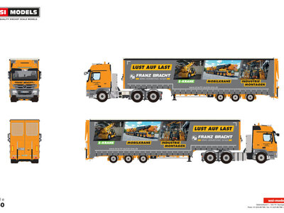 WSI WSI Mercedes-Benz Actros MP3 L 6x4  with 3-axle semi with curtain and ramps FRANZ BRACHT KG