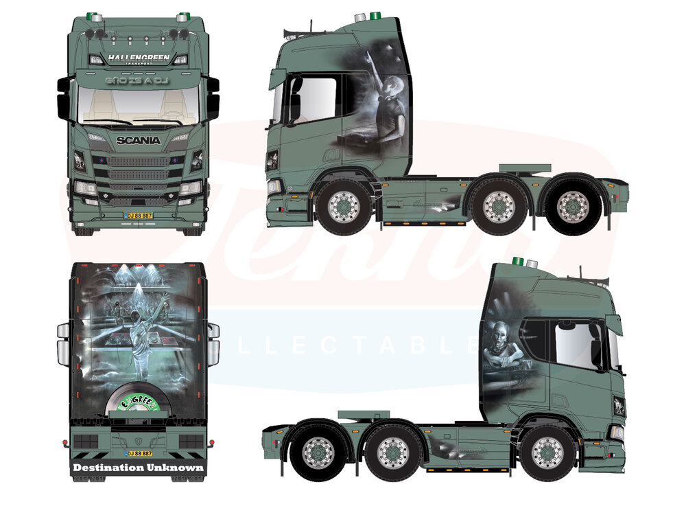 Tekno Tekno Scania NGR Highline 6x2 voorloper HALLENGREEN