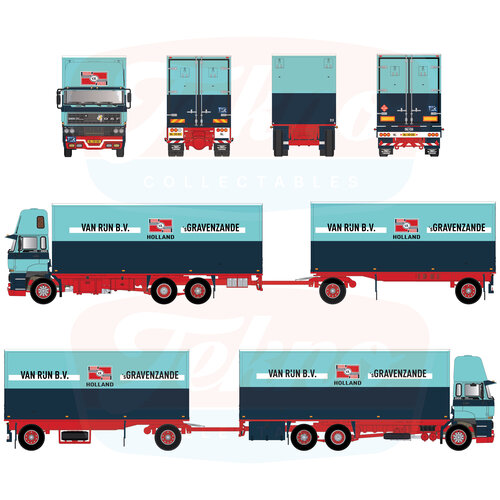 Tekno Tekno DAF 3300 Topsleeper motorwagen met aanhanger VAN RIJN