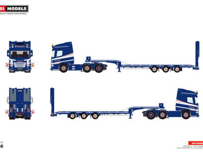 WSI WSI DAF XD met dak verlichting 6x2 met 3-as dieplader + oprijplaten TEN NAPEL VERHUUR
