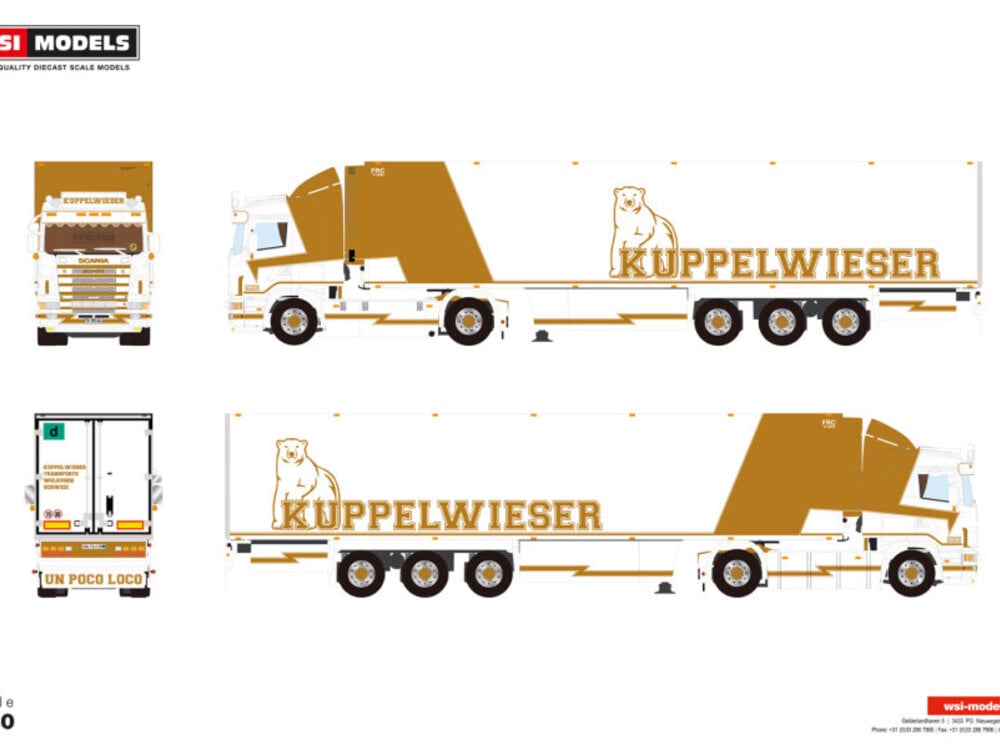 WSI WSI Scania 4-serie flat roof 4x2 met 3-assige koeloplegger KUPPELWIESER