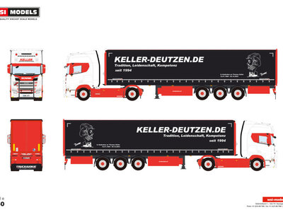 WSI WSI Scania R Highline 4x2 with 3-axle curtainside trailer KELLER TRANSPORTE