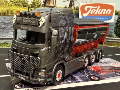 Tekno Tekno Scania Next Gen R-Highline 8x4 hooklift wit container THIZ