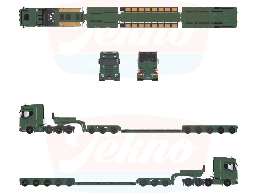 Tekno Tekno Scania NGS Highline 8x4 met 3-bed-5 dieplader BROSHUIS