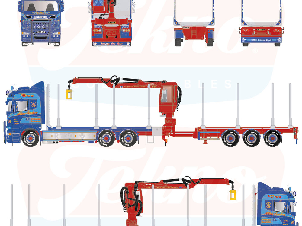 Tekno Tekno Scania R6 streamline Highline wood transport combination ALLAN CARTNER