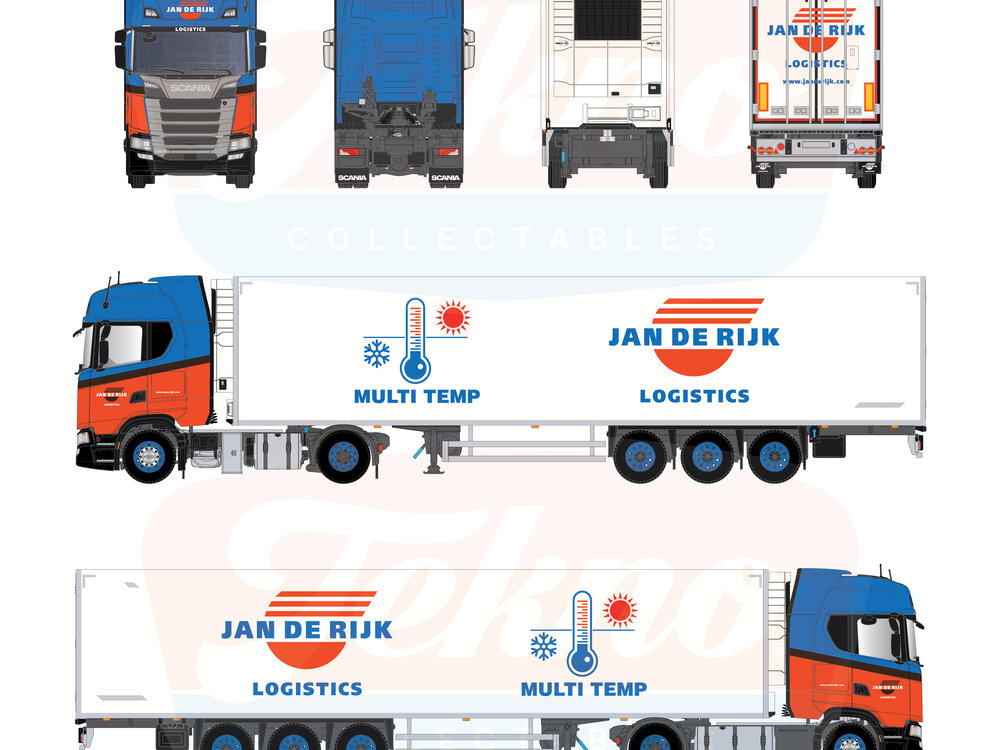 Tekno Tekno Scania NGS 4x2 tractor with 3-axle reefer trailer JAN DE RIJK