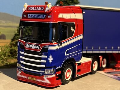 WSI WSI Scania S Highline 6x2 + 3-as schuifzeilen oplegger R. SCHOONUS