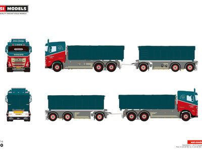 WSI WSI Volvo FH5 Sleeper cab 6x2 with 6-axle container combi trailer with hooklift system + 2x15m3 container SOREN JUNCHER