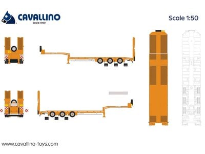 Cavallino Cavallino 3-axle semi lowloader with ramps (Yellow) BASIC LINE