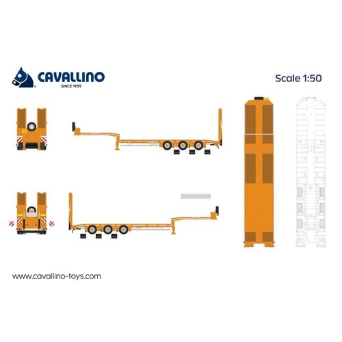 Cavallino Cavallino 3-axle semi lowloader with ramps (Yellow) BASIC LINE
