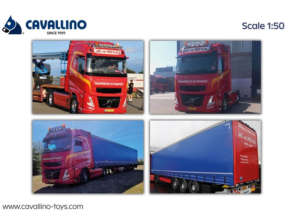 Cavallino Cavallino Volvo FH Aero Globetrotter with 3-axle curtainside trailer JAC V.D. VEGT