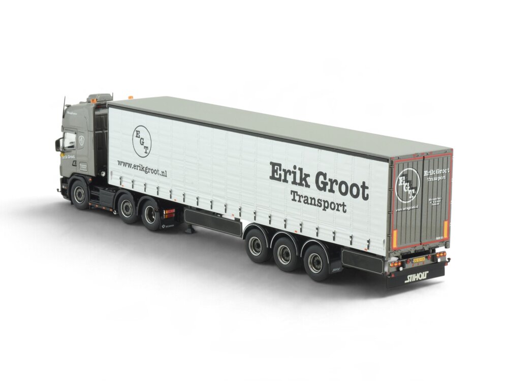 Tekno Tekno Scania 4-serie Topline 6x2 truck with 3-axle curtainside trailer ERIK DE GROOT TRANSPORT