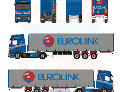 Tekno Tekno Mercedes E-Actros Gigaspace 4x2 met 3-as schuifzeilen oplegger EUROLINK