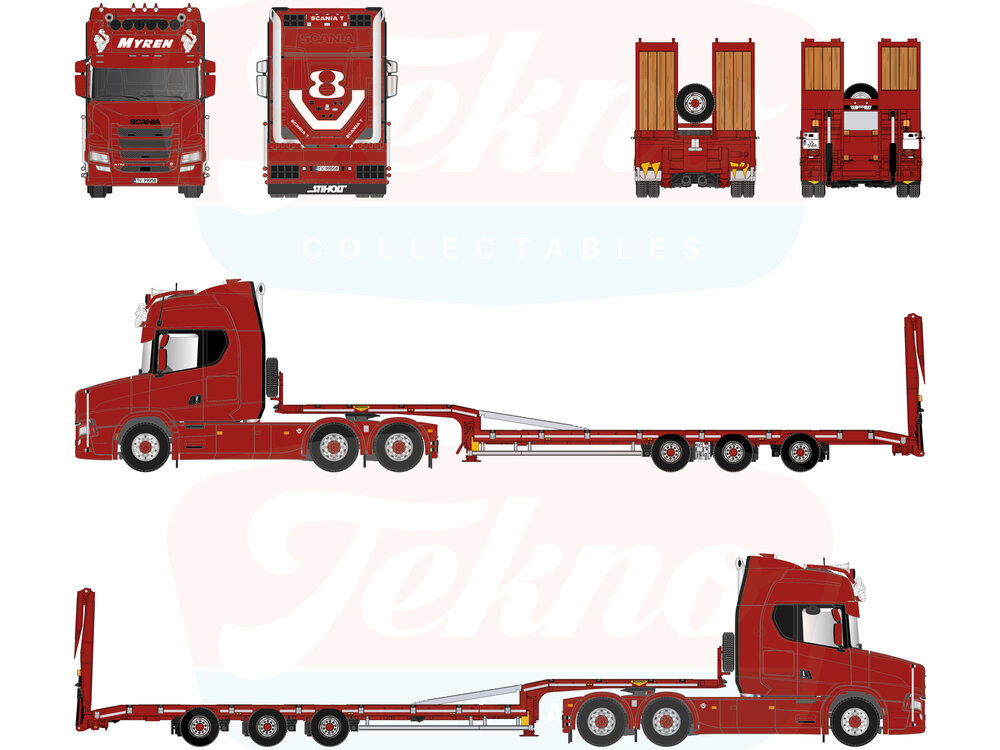 Tekno Tekno Tuft R Highline with 3-axle Broshuis semi lowloader MYREN