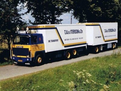 Tekno Tekno Scania 111 6x2 motorwagen met 2-assige schamel aanhanger T.A. VAN ITERSON