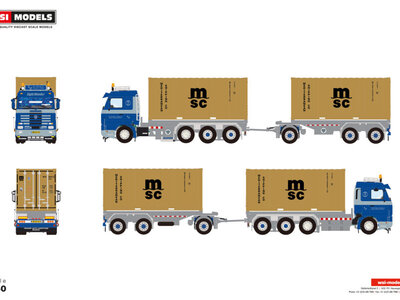 WSI WSI Scania 3 series streamline 8x2 motorwagen + 3-as oplegger container combi VAN WONDEREN BEESD