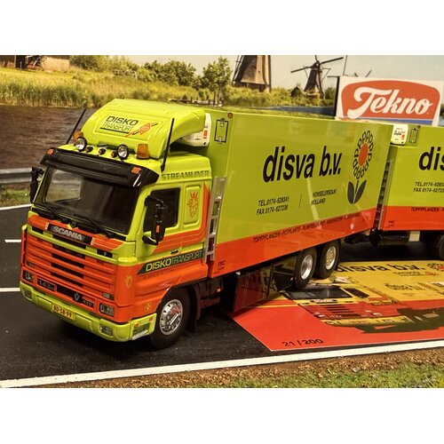 Tekno Tekno Scania 143-420 streamline Topline Riged truck with 2-axle trailer  DISVA