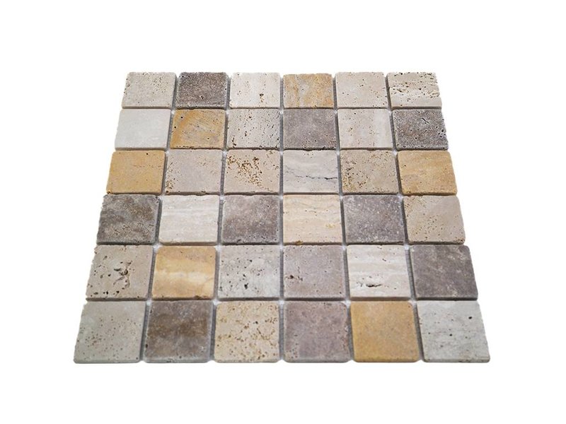 BÄRWOLF Naturstein Mosaikfliesen CM-10004 travertine mix