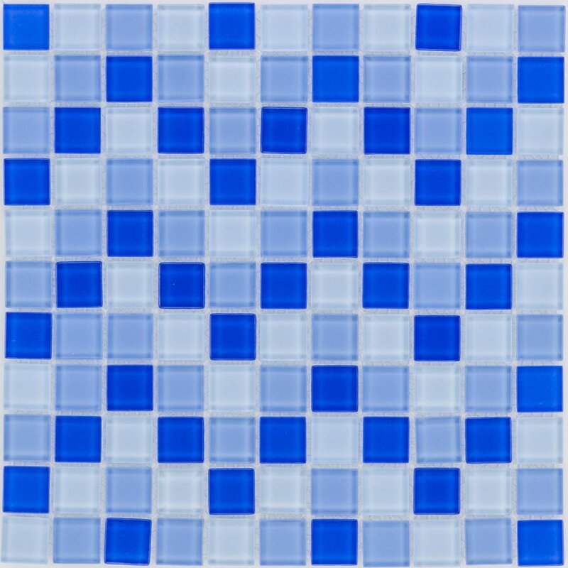 Glasmosaik blau mix, glänzend - 30x30cm