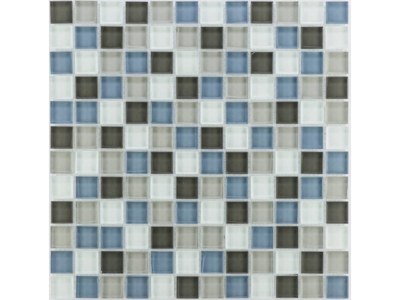 Glasmosaik grau blau weiß, glänzend - 30cm x 30cm