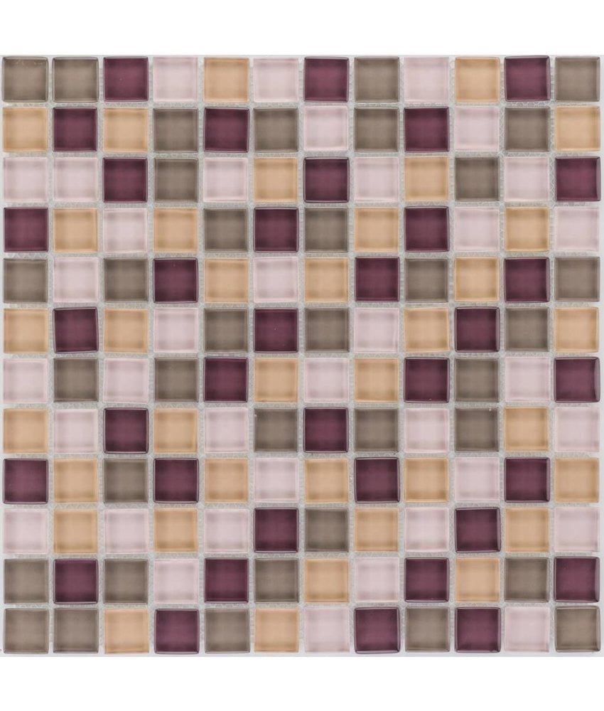 Glasmosaik violett beige, glänzend - 30cm x 30cm