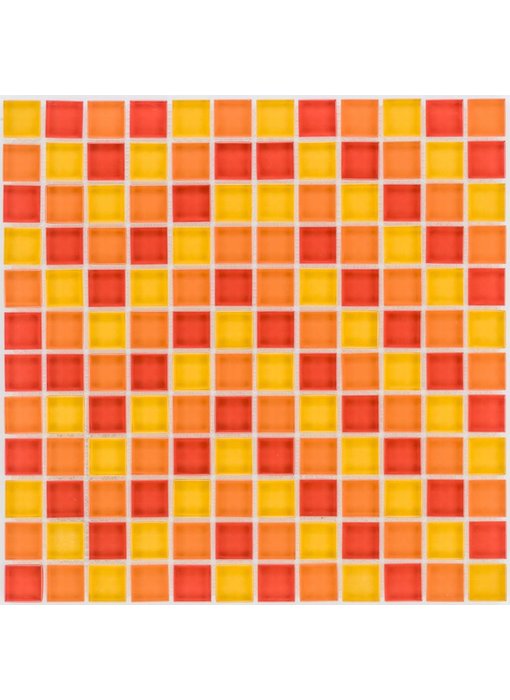 Glasmosaik rot orange gelb, glänzend - 30cm x 30cm