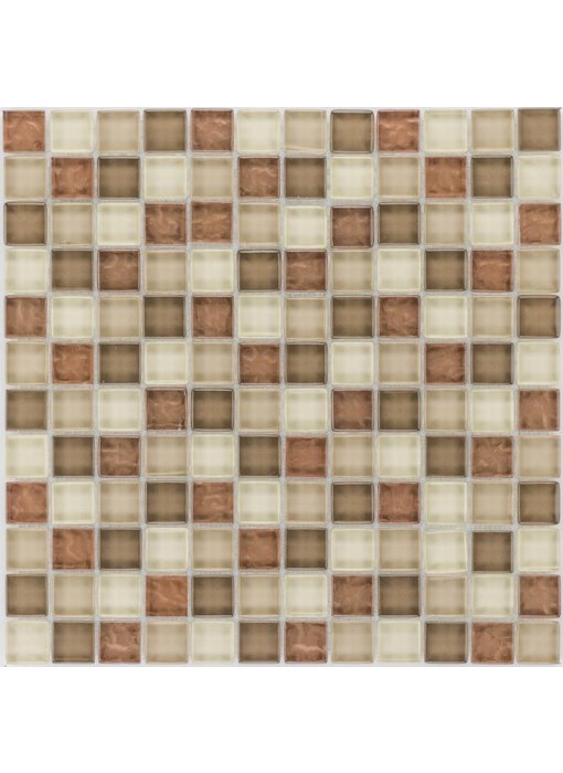 Glasmosaik Kupfer Braun Beige, metallic - 30cm x 30cm