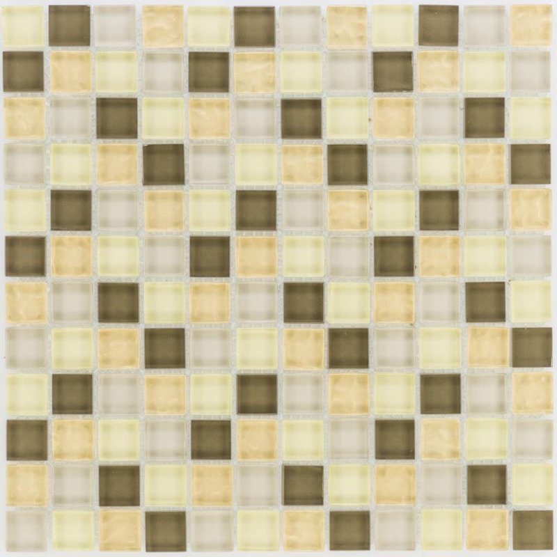 Glasmosaik Gold Braun Beige, metallic - 30cm x 30cm