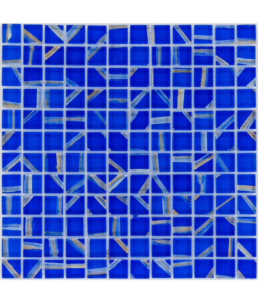Glasmosaik Art Deco Blue Silver Wave, glänzend - 30cm x 30cm