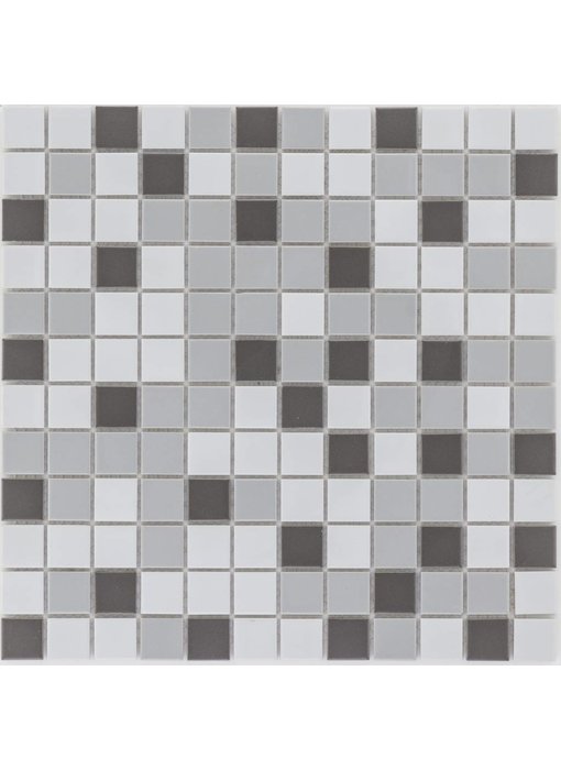 Keramik Mosaikfliese Grau Mix, matt - 33 cm x 33 cm