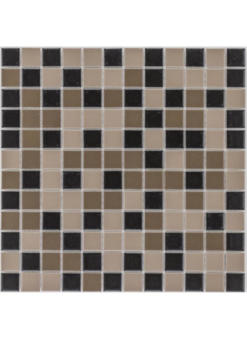 Keramik Mosaikfliese Schwarz Braun, matt - 33 cm x 33 cm