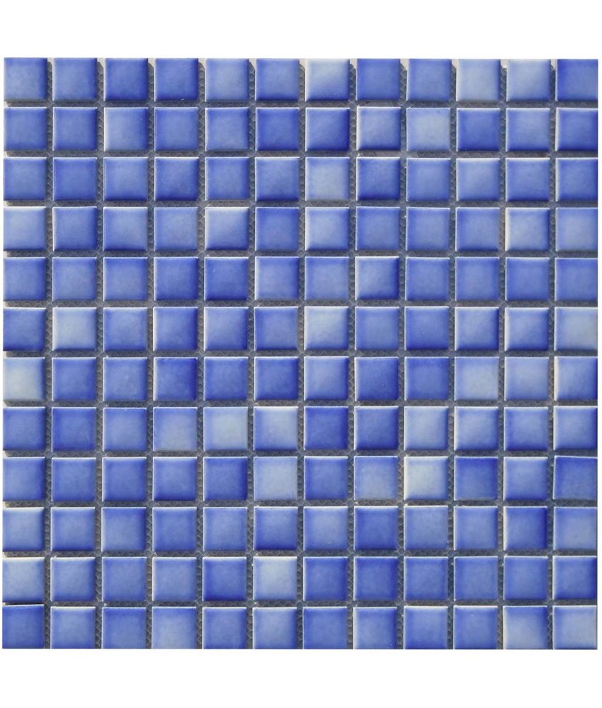 Keramik Mosaikfliese Blau Melange, matt - 33 cm x 33 cm