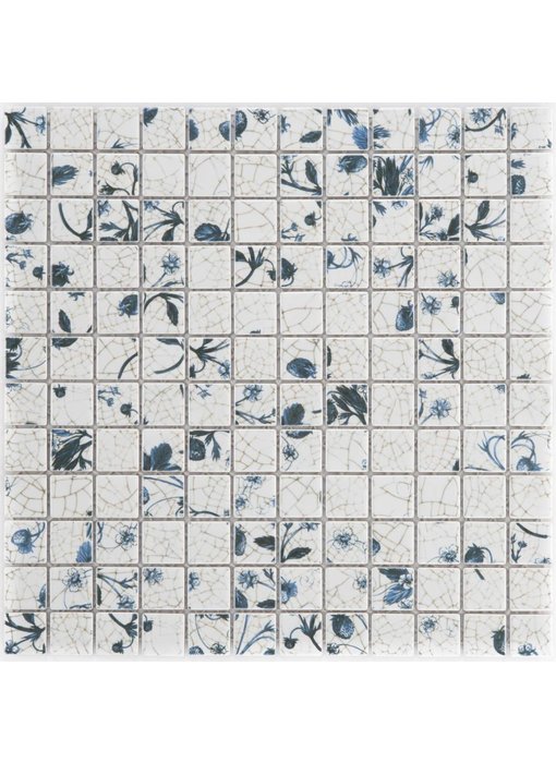 Keramik Mosaikfliese Delft Weiß, glänzend - 29,7 cm x 29,7 cm