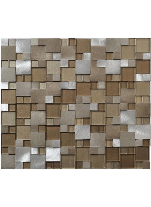 Mosaik Glas & Alu Beige 3D brushed 27 cm x 30 cm