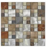 Mosaik Quarzit & Alu Silver Slate Beige Grey 30 cm x 30 cm