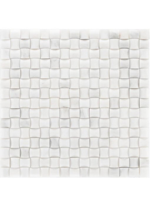 Mosaik Marmor Basket 3D Weiß poliert - 30 cm x 30