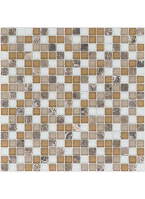 Mosaik Glas & Marmor Braun Beige Weiß - 30 cm x 30 cm