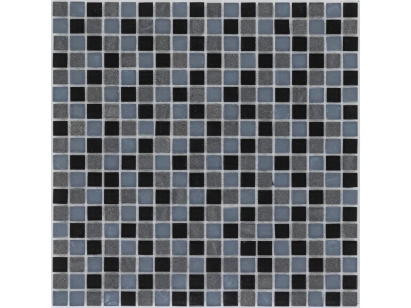 Mosaik Glas & Marmor Schwarz Grau- 30 cm x 30 cm