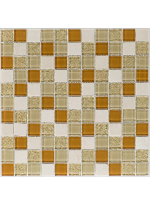 Mosaik Glas & Marmor Sevilla Creme Beige Wave - 30 cm x 30 cm