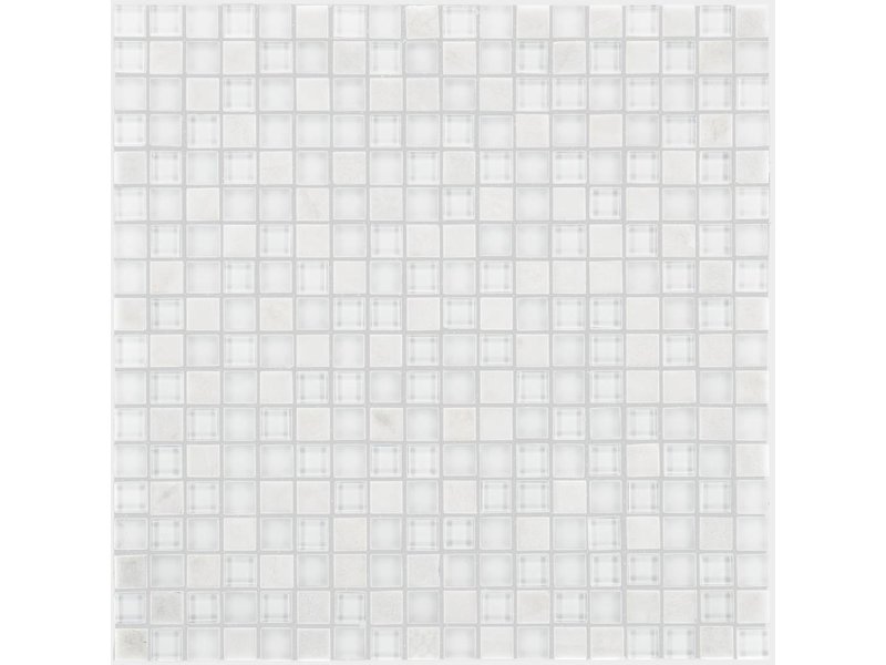 Mosaik Glas & Naturstein Smart White - Selbstklebend - 30 cm x 30 cm