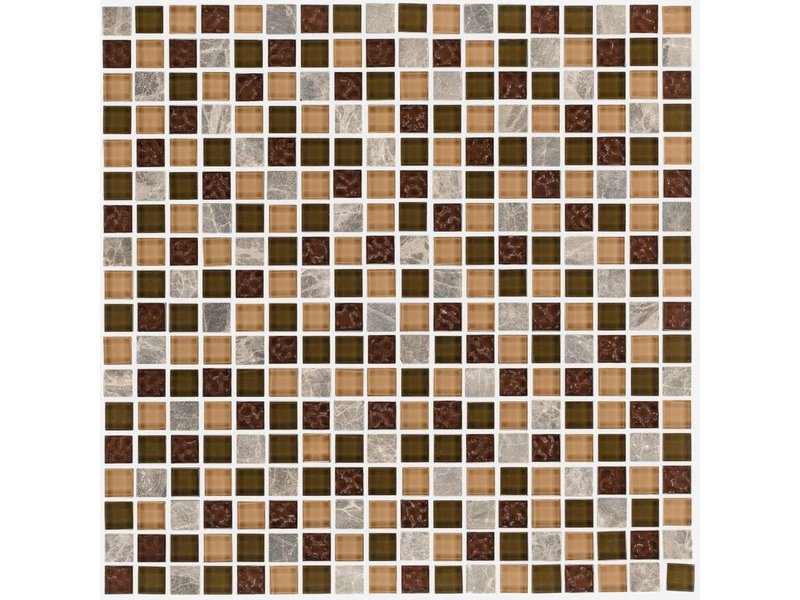 Mosaik Glas & Naturstein Smart Brown - Selbstklebend - 30 cm x 30 cm