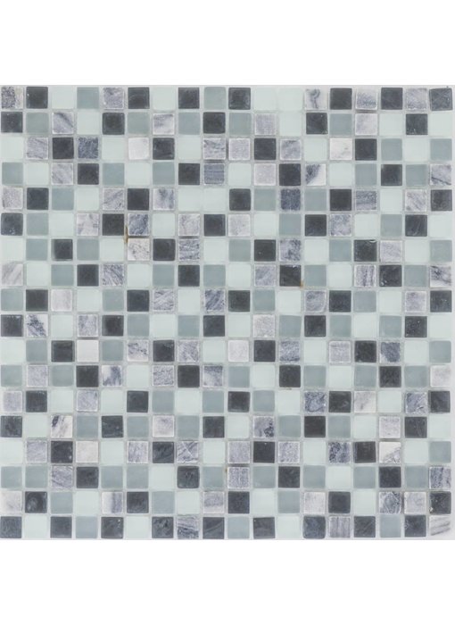 Mosaik Glas & Marmor Schwarz Grau - 30,5 cm x 30,5 cm